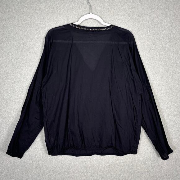 Michael Kors Top Womens Large Navy Embellished Popover Thin Boho Blouse READ - Picture 9 of 13